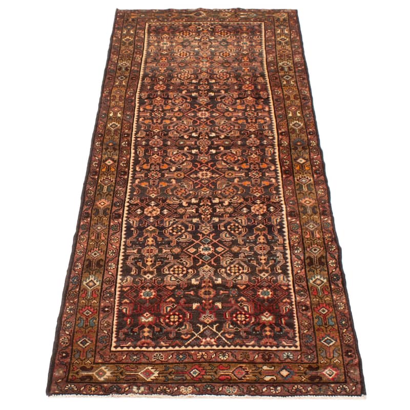 ECARPETGALLERY Hand-knotted Andelz Dark Brown Wool Rug - 3' 5" x 9' 7"