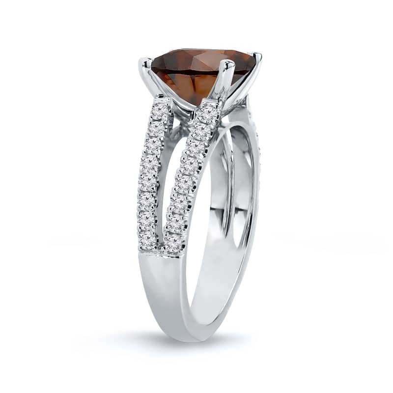 Auriya 14k Gold 2 1/4ctw Round Brown Diamond Engagement Ring (H-I, SI1-SI2)