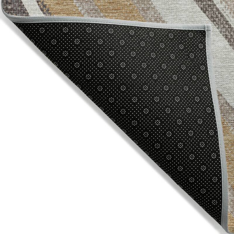 Machine Washable Indoor/ Outdoor Stripe Angles Chantille Rug