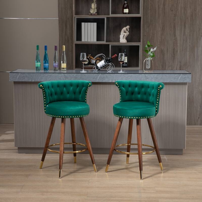 Swivel Bar Stools with Backrest Footrest - 21.85*20.08*36.02Inch