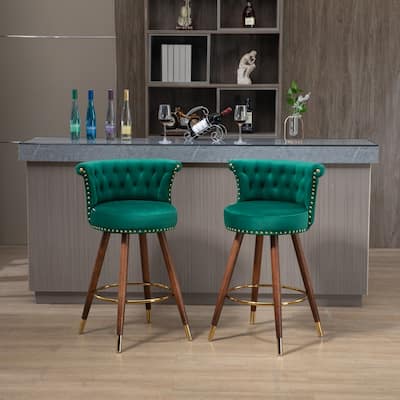 Swivel Bar Stools with Backrest Footrest - 21.85*20.08*36.02Inch