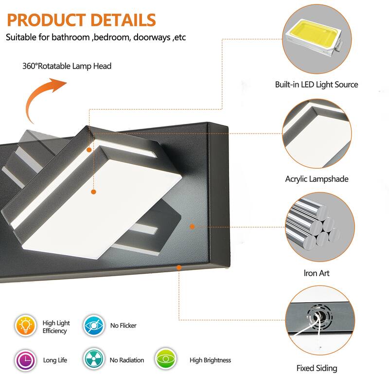 Modern LED Vanity Light, 5-Lights Wall Sconce for Bathroom and Mirror, Sleek Minimalist Design, Energy-Efficient