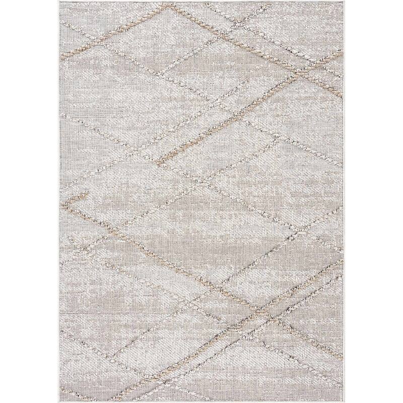 Hauteloom Butch Living Room, Bedroom Patio Outdoor Area Rug - Farmhouse - Taupe,Beige - 2' x 3' - 5' x 7' - Beige, Cream, Grey / Baqer 1