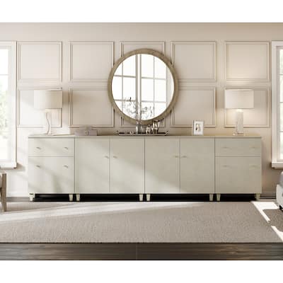 Wood Dresser with 2 Drawers and 4 Cabinets for Bedroom, 118" Wide