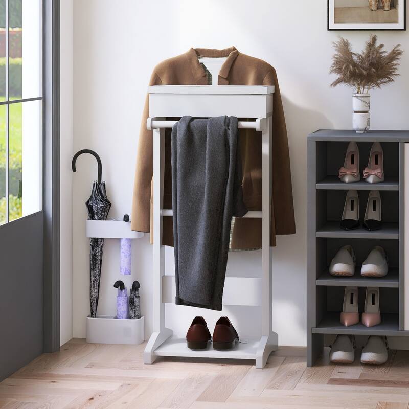 Garment Rack Clothes Valet Stand with Storage Organizer