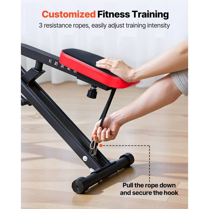 Black Steel Deep Squat Training Machine with Adjustable Seat and Resistance Bands - 35.4 x 22.8 x 44.1 in