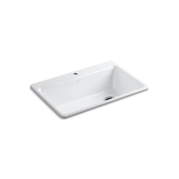 KOHLER Riverby 33 in. x 22 in. x 9-5/8 in. Cast Iron Top-Mount Large/Medium Double-Bowl Kitchen Sink in White