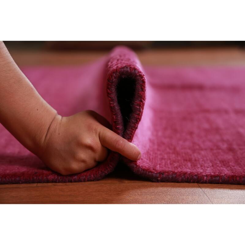 Hand Knotted Oriental 100% Wool Carpet Modern Solid Purples Gabbeh Area Rug - 9' 0'' X 6' 1''