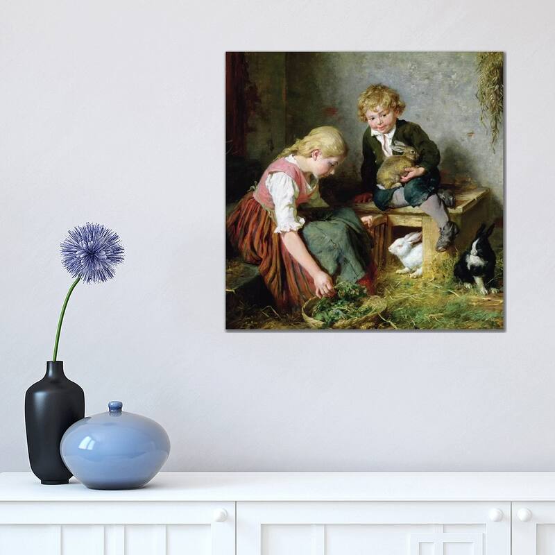 iCanvas "Feeding the Rabbits" by Felix Schlesinger Canvas Print - 18x18x1.5