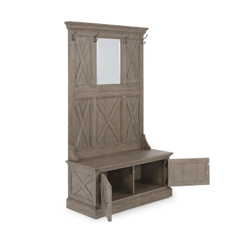 Mountain Lodge Gray Wood Hall Tree - 45" x 74" x 19"