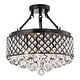 preview thumbnail 2 of 8, Antique Black 4-Light Beaded Drum Crystal Semi Flush Mount