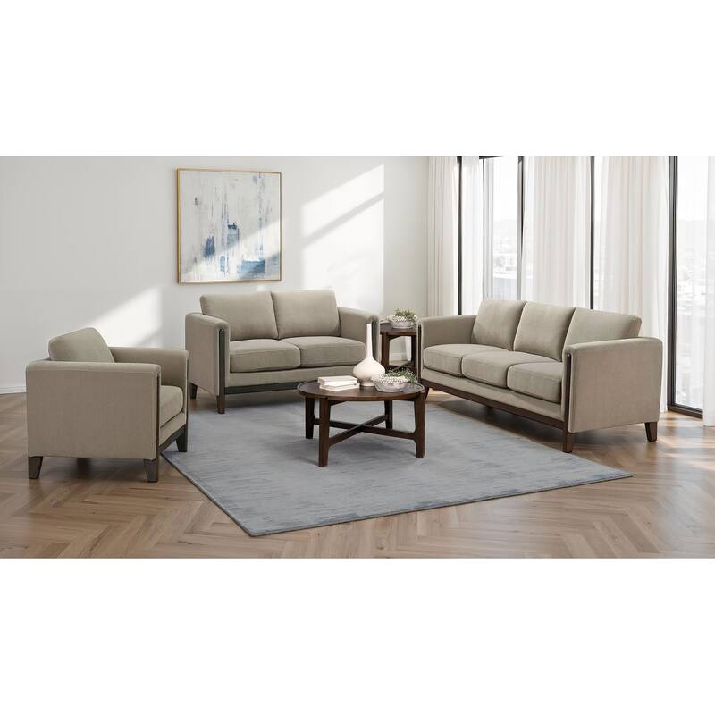 Islington Upholstered Panel Arm Sofa Set Taupe - N/A - 3 Piece