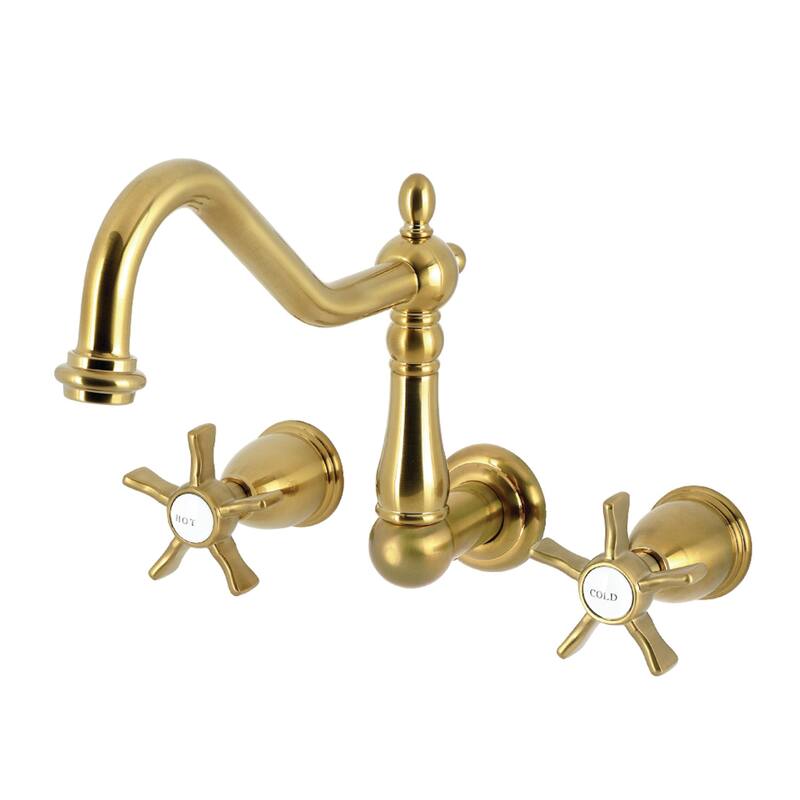 Kingston Brass Hamilton Two-Handle Wall Mount Roman Tub Faucet - Brushed Brass