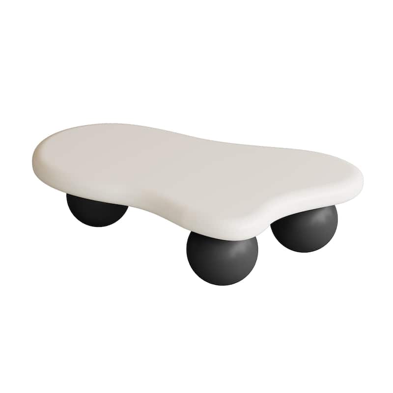 40 Inch Cloud Shaped Coffee Table with 3 Ball Legs for Living Room