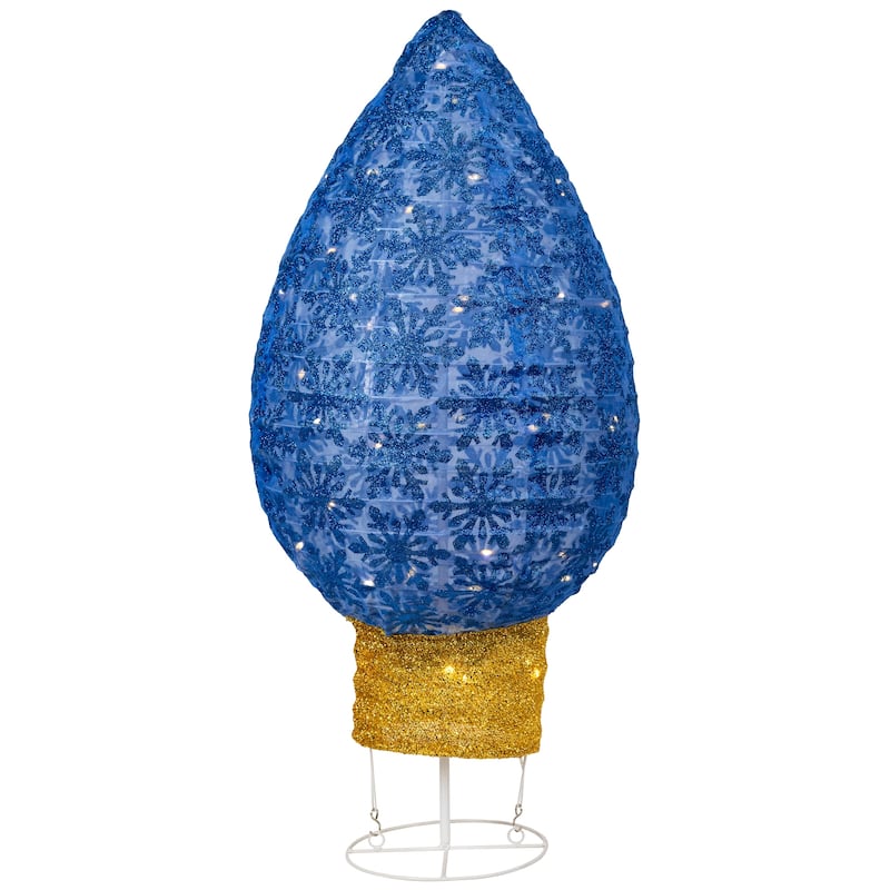 LED Lighted Retro Light Bulb Outdoor Christmas Decoration - 32" - Blue