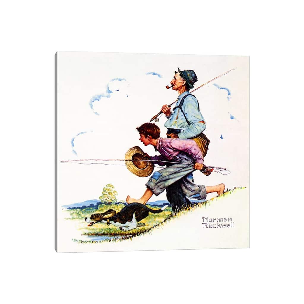 iCanvas "Grandpa and Me - Fishing" by Norman Rockwell Canvas Print