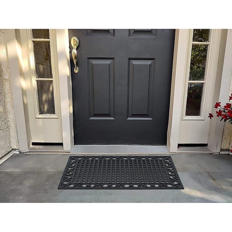 A1HC Outdoor Floor Mat, Rubber 24"x36” outside entryway Scrapes Shoes Clean of Dirt Heavy Duty Doormat for Indoor Outdoor