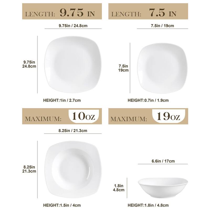 MALACASA Elisa Porcelain Dinnerware Set (Service for 6)
