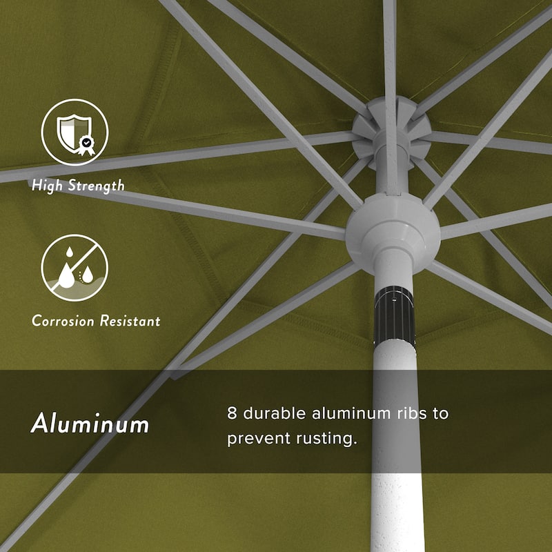 California Umbrella 9' Rd Golden State Series Patio Umbrella White Aluminum Frame Crank Lift Collar Tilt Sunbrella