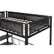 preview thumbnail 11 of 15, Black Twin over Full Size Metal Steel Bunk Bed with Shelves, Grid Panel, Sturdy Metal Bed Frame and Noise-free Wood Slats