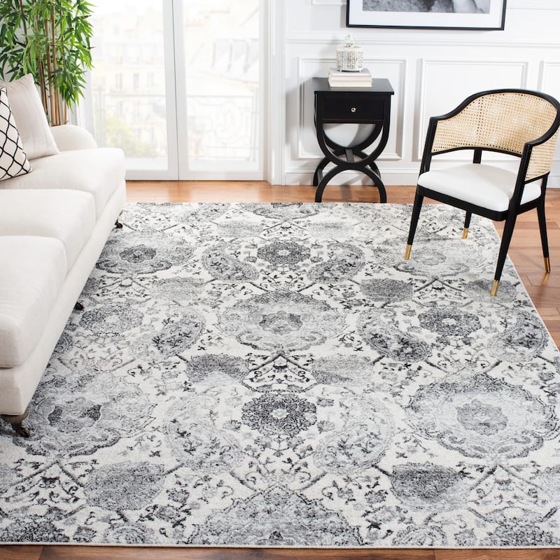 SAFAVIEH Madison Belle Boho Glam Paisley Pattern Area Rug - 8' x 10' - Cream/Silver
