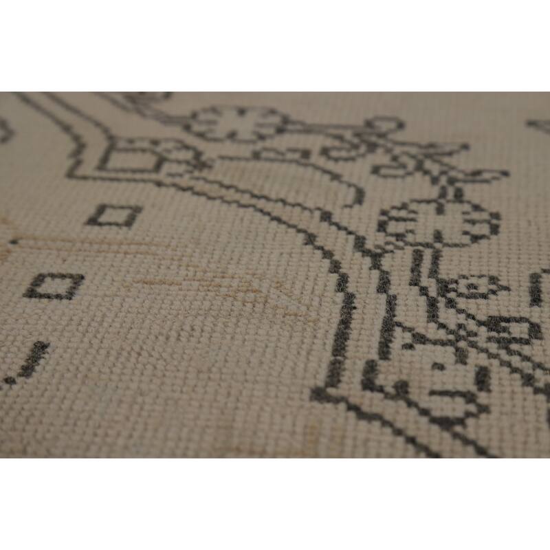 Distressed Tabriz Persian Vintage Rug Handmade Beige Wool Carpet - 8'0" x 11'6"