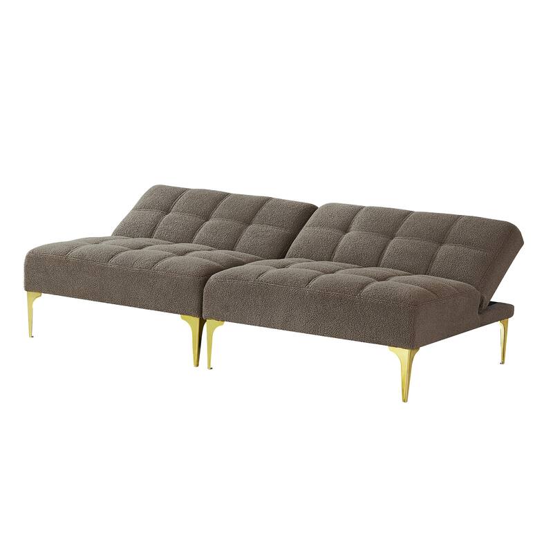 Convertible Sofa Bed with Teddy Fabric, Freely Configurable Sections
