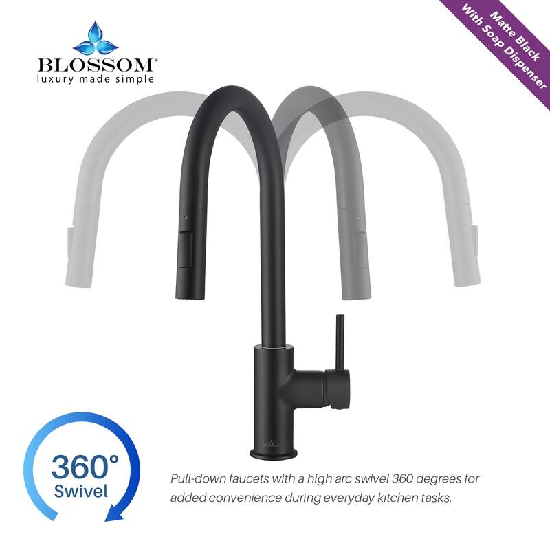 Blossom Solid Pull-Down Kitchen Faucet w/ 360 Swivel, Single Handle