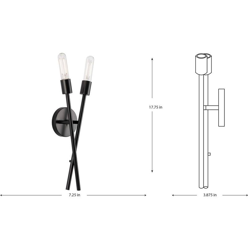 Astra Collection Two-Light 18" Matte Black Modern Wall Bracket - 7.25 in x 3.875 in x 17.75 in