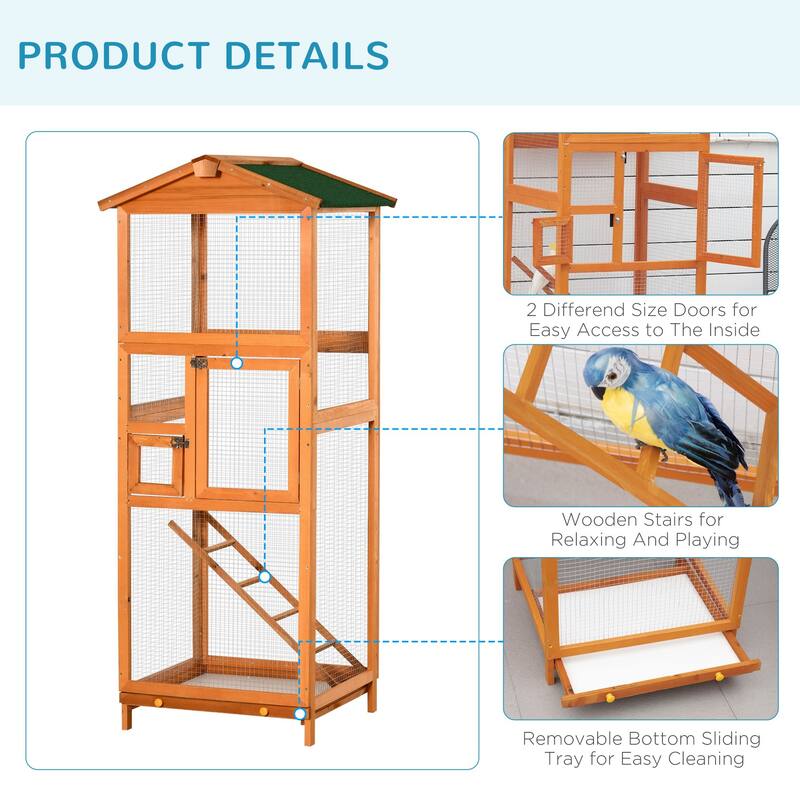 Large Vertical Bird Cage with Strong Wire and Fir Wood Frame