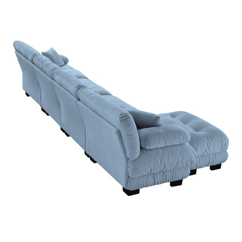 173.2" Chenille L-Shaped Cloud Modular Sectional Sofa with Ottoman (4-Seater)