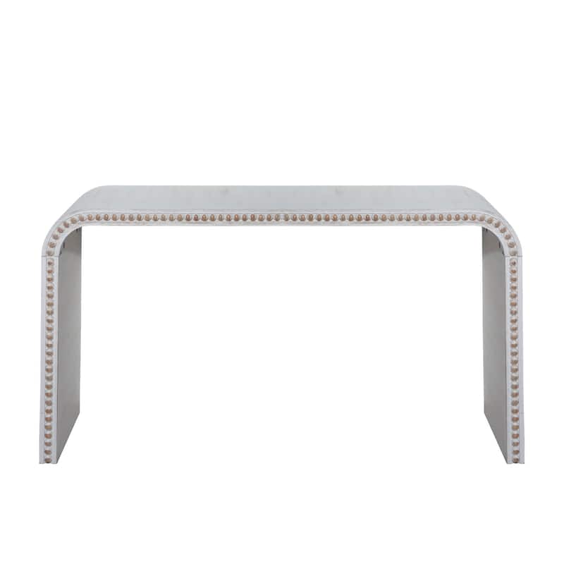 Curved Console Table with Wood Beads Decor for Entryway, Hallway