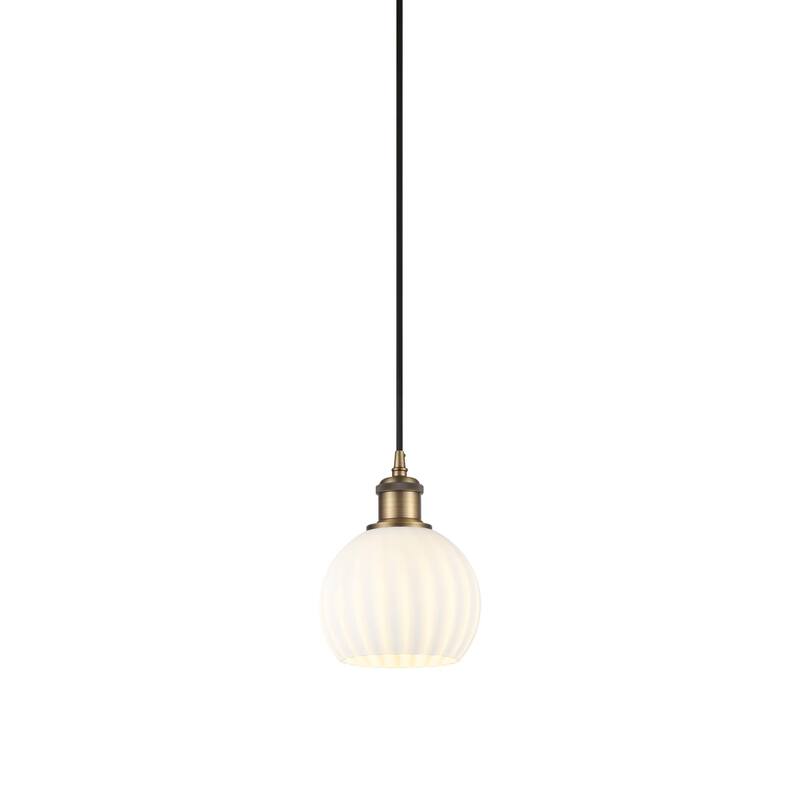 Innovations Lighting 516-1P-8-6 White Venetian Pendant White Venetian - Brushed Brass