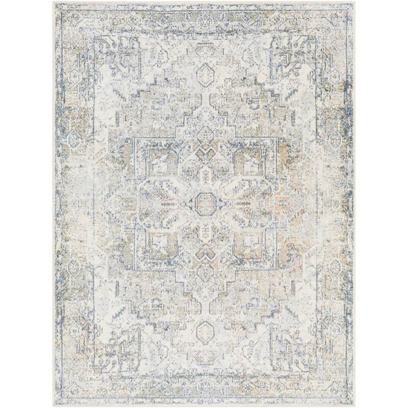 Livabliss Lillian Machine Washable Faded Classic Area Rug - Beige/Yellow - 9' 2" x 12'