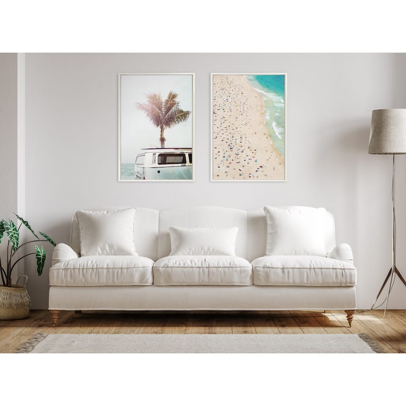 Kate and Laurel Sylvie Beach from Above Framed Canvas by Amy Peterson