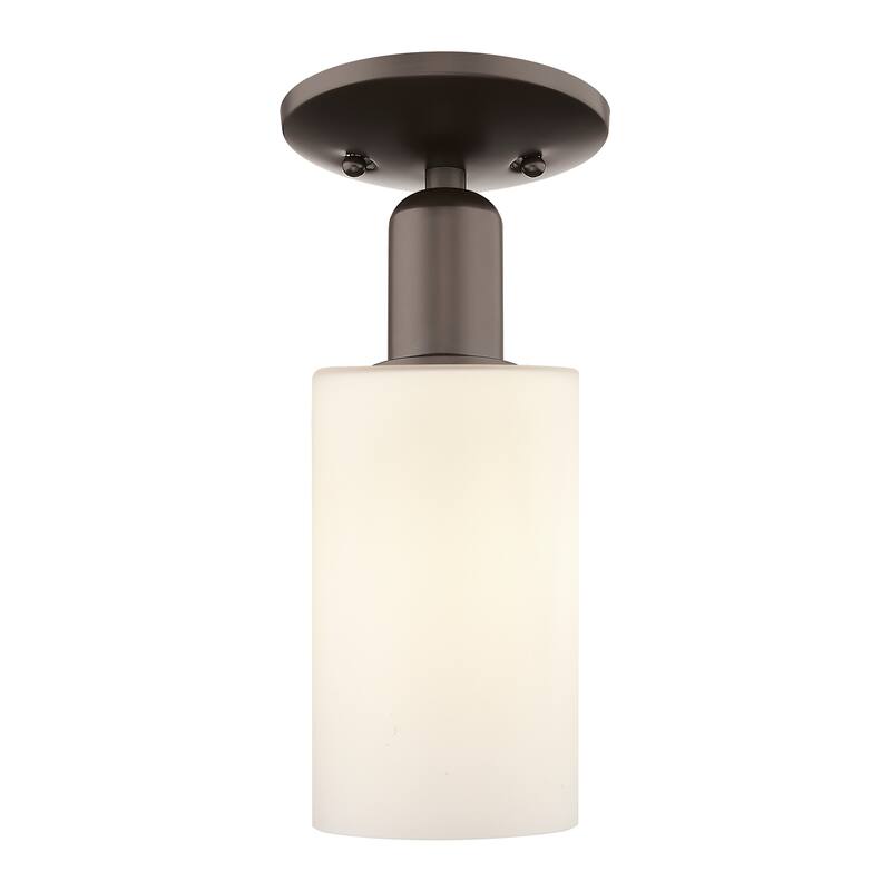 Innovations Lighting 716-1C-11-5 Clymer Semi-Flush Clymer 5" Wide - Oil Rubbed Bronze / Matte White