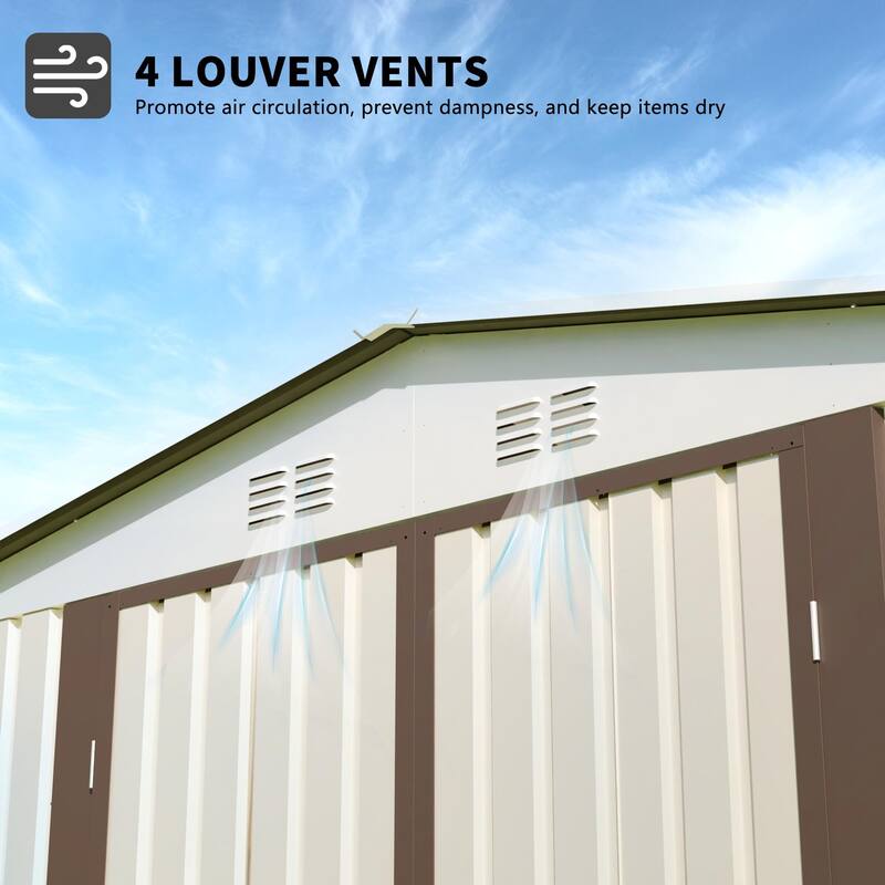 10x8 Feet Outdoor Garden Shed Aluminum alloy frame With Hinge Door and foundation