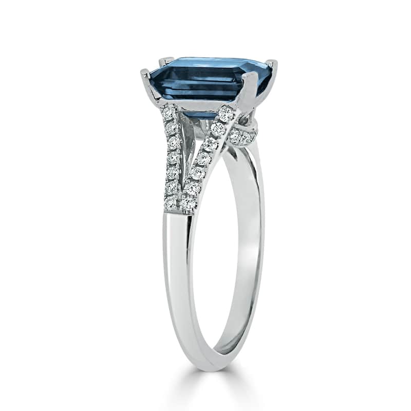Auriya 2 1/8ct Fancy Emerald-cut London Blue Topaz and Diamond Engagement Ring 1/4ctw 14k Gold