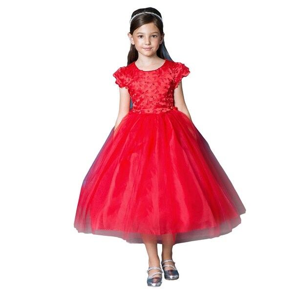 girls red floral dress