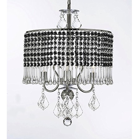 3-light Chandelier With Black Crystal Shade - Chandeliers For Bedrooms by Overstock.com