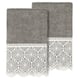 Authentic Hotel and Spa 100% Turkish Cotton Arian 2PC Cream Lace Embellished Hand Towel Set - Dark Gray