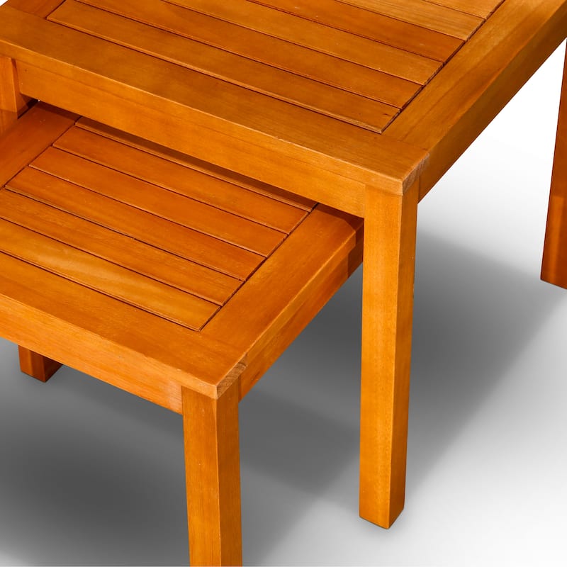 DTY Outdoor Living Longs Peak 2-Piece Eucalyptus Nesting Table Set, Natural Oil