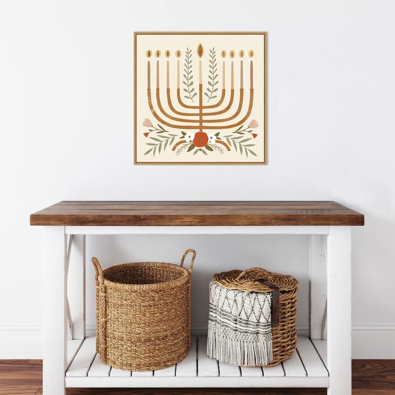 Natural Hanukkah I by Victoria Barnes Canvas Art Framed - Sylvie Maple