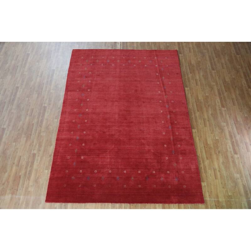 Hand Knotted Oriental 100% Wool Carpet Tribal Tribal Red Gabbeh Area Rug - 11' 4'' X 8' 1''