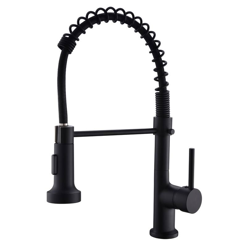 Commercial Single Handle Kitchen Faucet with Pull Down Sprayer - Black