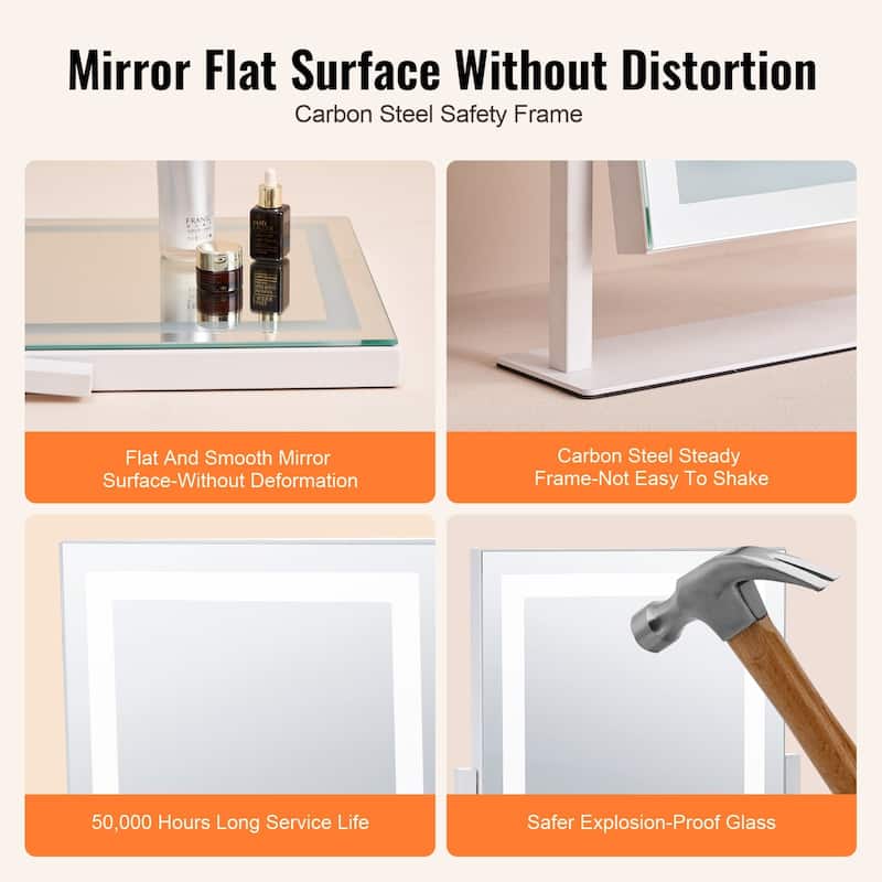 5 x Magnification Color Lighted Makeup Mirror with Charging Outlet and 2 Suction Cups