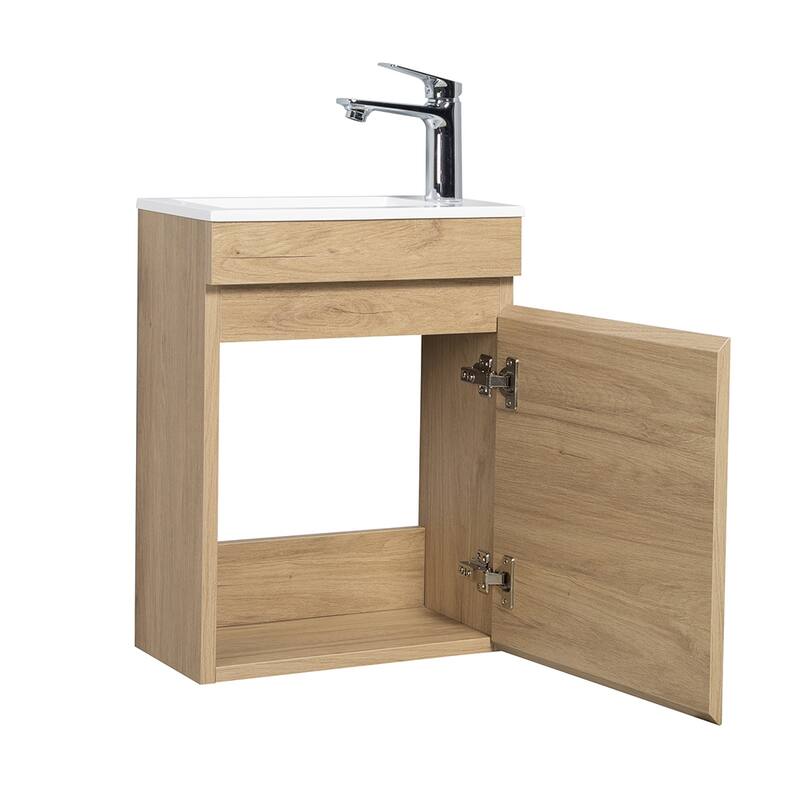 CASAINC 16" Wall Mounted Cabinet Vanity Set with Sink(2 Colors for Choosing)