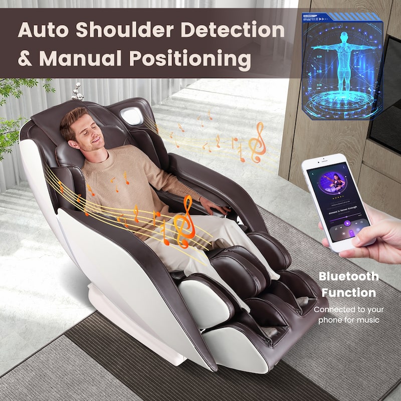 Costway Full Body Massage Chair with Voice Control Heat Foot Roller