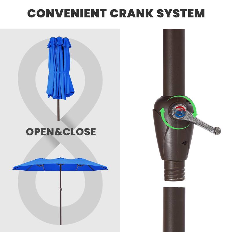 15ft Steel Navy No Tilt Market Patio Umbrella without Base