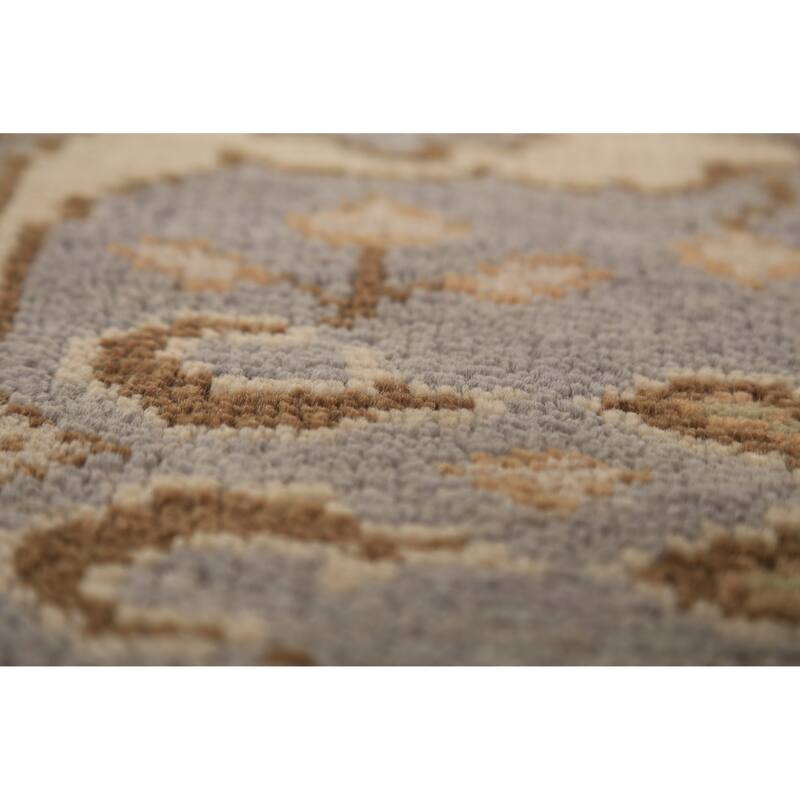 Gray Oushak Oriental Runner Rug Hand-Knotted Wool Carpet - 2'8" x 8'4"